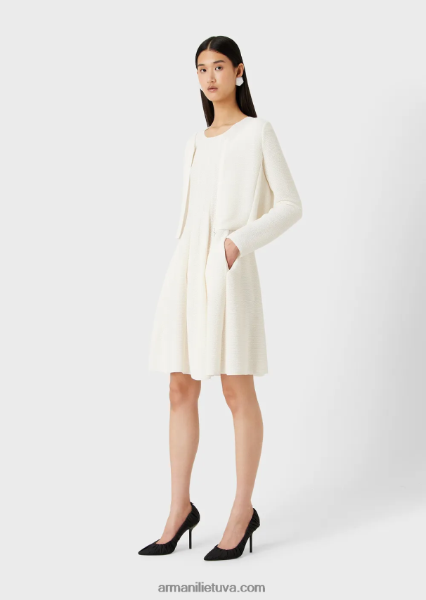 moterys baltas Armani Barre-jersey bolero su užtrauktuku 02482X54