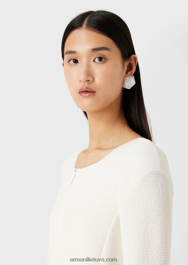 moterys baltas Armani Barre-jersey bolero su užtrauktuku 02482X54
