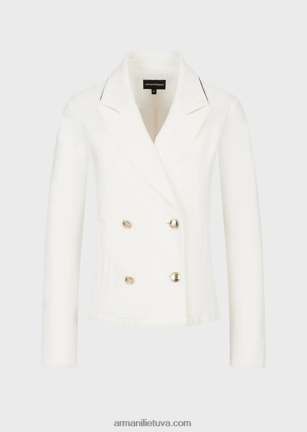 moterys baltas Armani dvieilis striukė iš jaučio audinio su vamzdeliais 02482X44