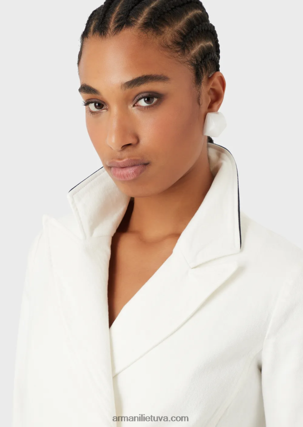 moterys baltas Armani dvieilis striukė iš jaučio audinio su vamzdeliais 02482X44