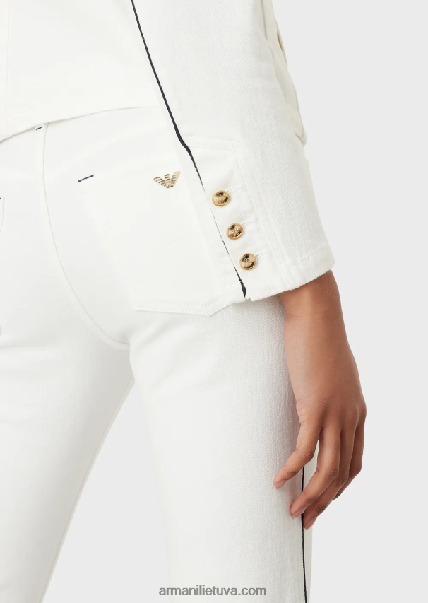 moterys baltas Armani dvieilis striukė iš jaučio audinio su vamzdeliais 02482X44