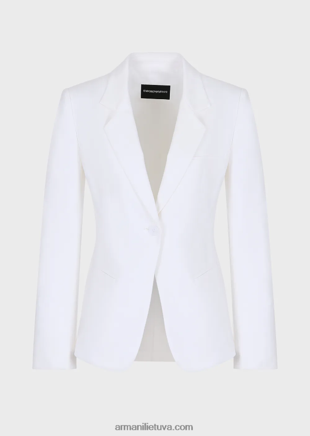 moterys baltas Armani vieneilis striukė iš tamprios mados medvilnės 02482X31
