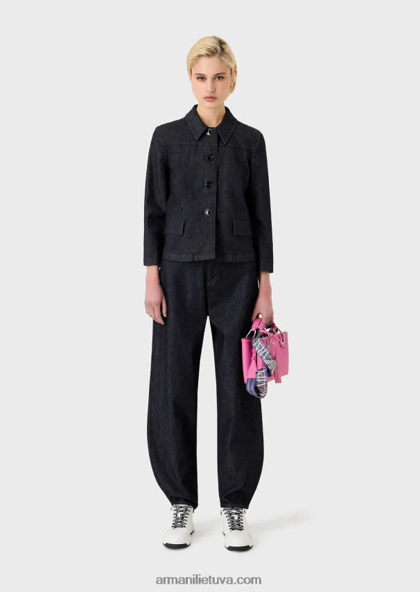 moterys džinsinio audinio Armani išskalauto merserizuoto džinsinio švarko 02482X49