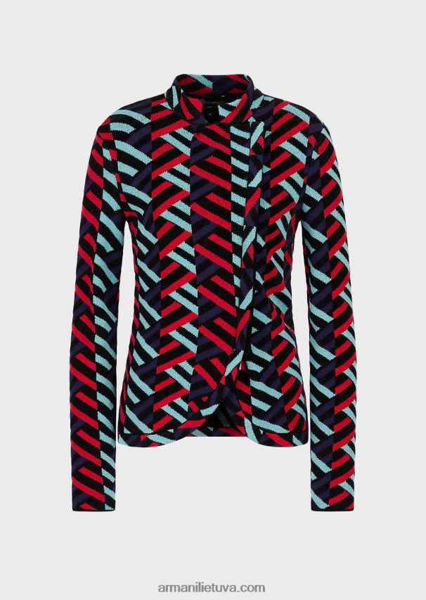 moterys daugiaspalvis Armani žakardo megztas tulpių apvadu megztinis 02482X57