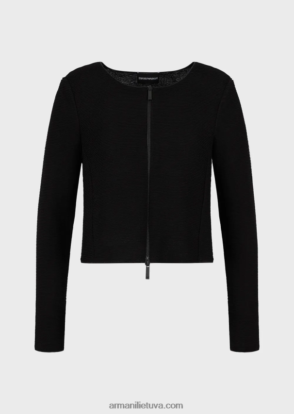 moterys juodas Armani Barre-jersey bolero su užtrauktuku 02482X55