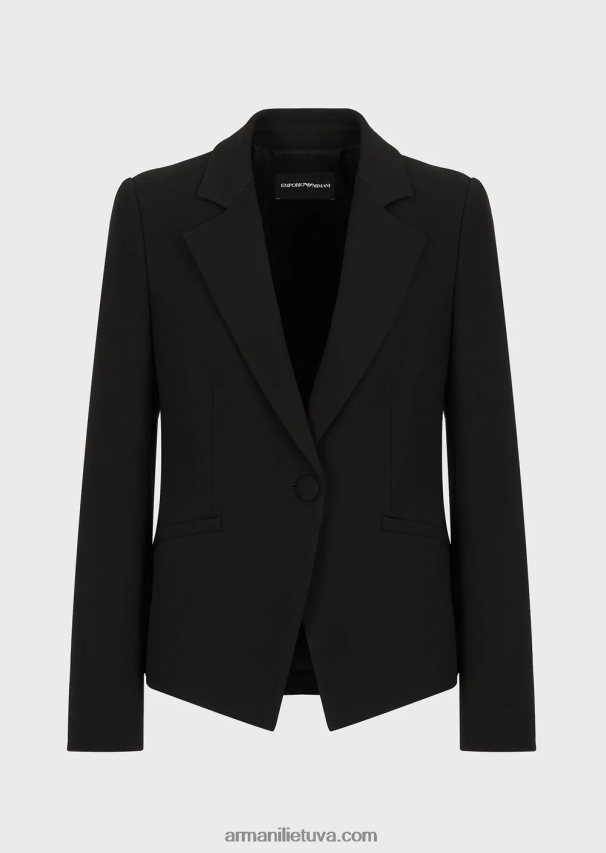 moterys juodas Armani cady krepinė striukė su atlapais 02482X41