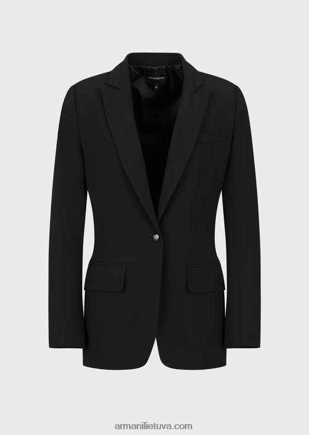 moterys juodas Armani vieneilis striukė iš tamprios viskozės 02482X33