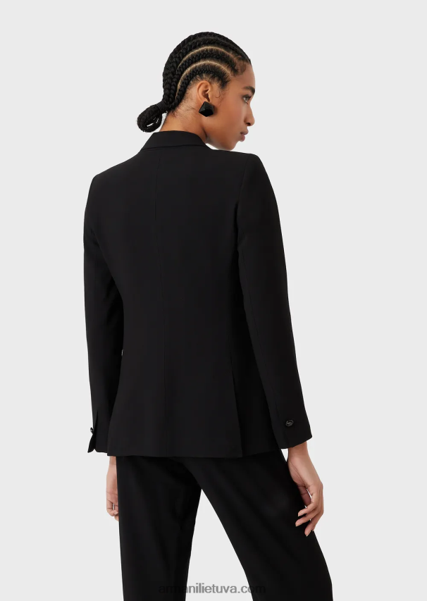 moterys juodas Armani vieneilis striukė iš tamprios viskozės 02482X33