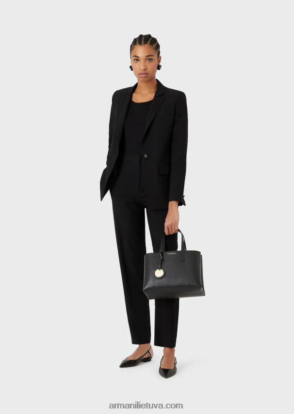 moterys juodas Armani vieneilis striukė iš tamprios viskozės 02482X33