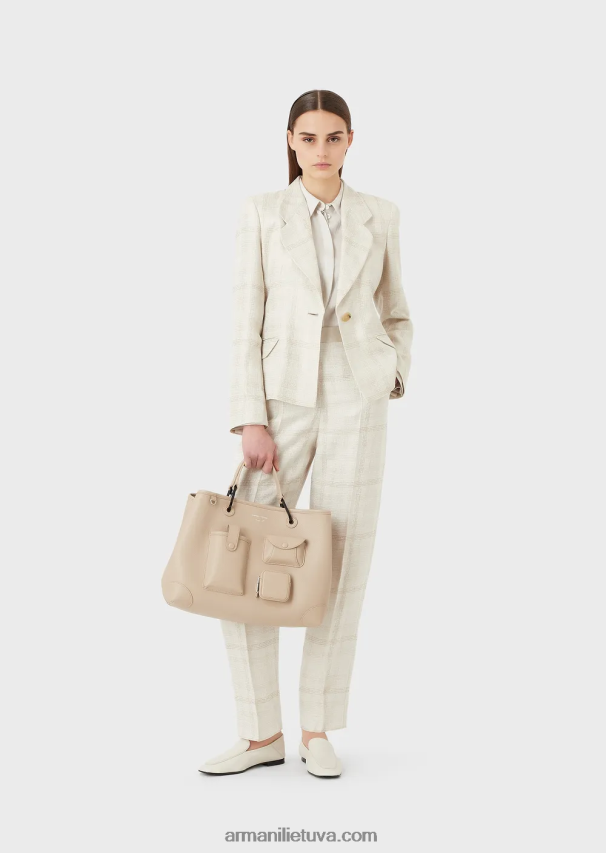 moterys pledas Armani Atlapo striukė Velso princo čekio lino mišinio 02482X29