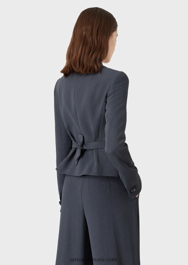 moterys tamsiai mėlyna Armani dirbtinio galuchat audinio striukė su martingale 02482X52