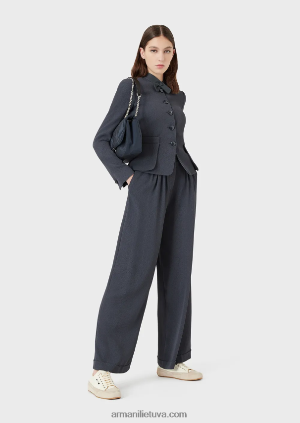 moterys tamsiai mėlyna Armani dirbtinio galuchat audinio striukė su martingale 02482X52