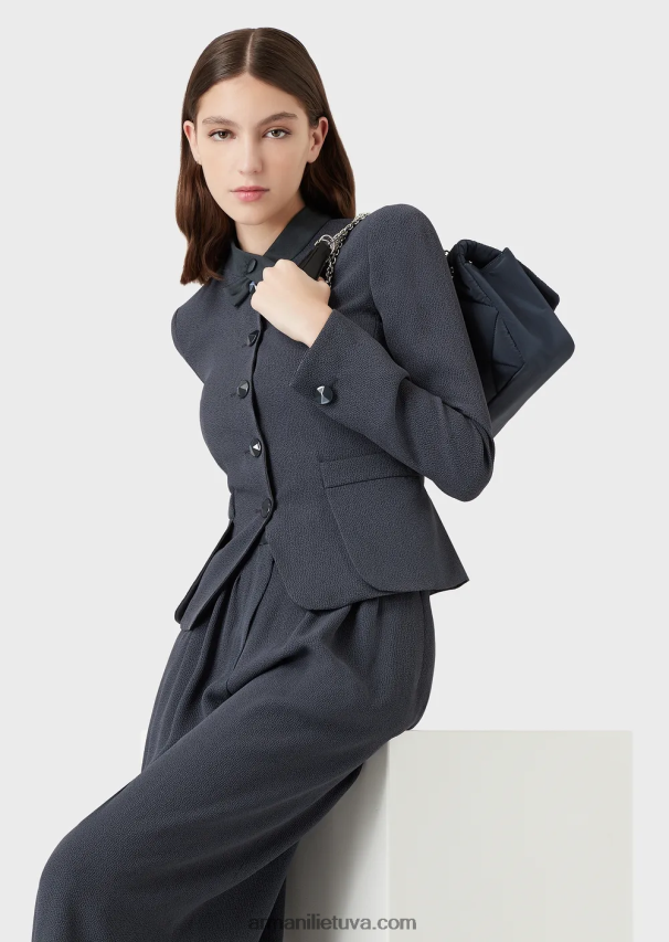 moterys tamsiai mėlyna Armani dirbtinio galuchat audinio striukė su martingale 02482X52