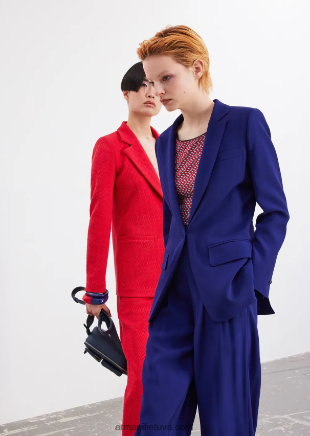 moterys violetinė Armani vieneilis striukė iš tamprios viskozės 02482X34