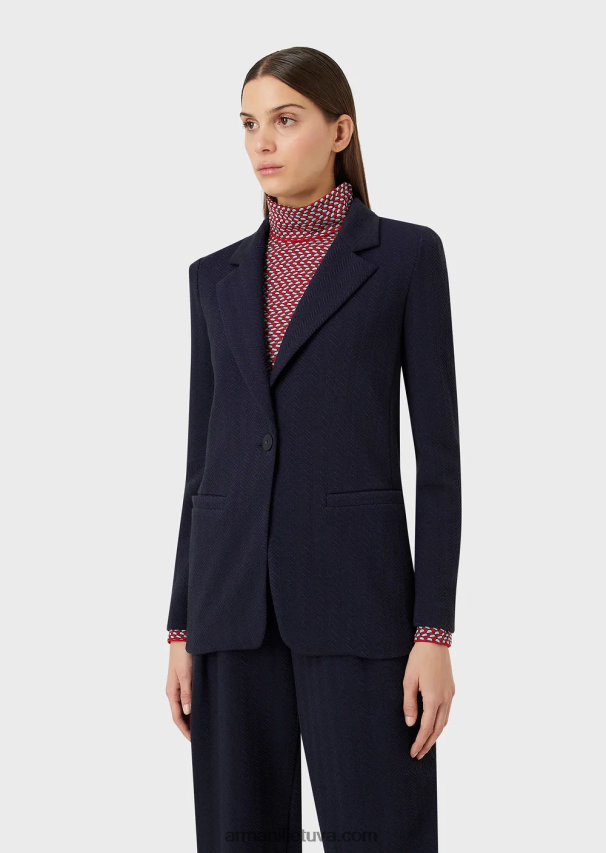 moterys violetinė Armani vieneilis švarkas iš silkės žakardo džersio 02482X36