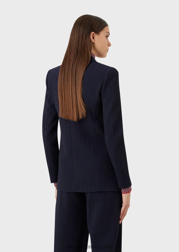 moterys violetinė Armani vieneilis švarkas iš silkės žakardo džersio 02482X36