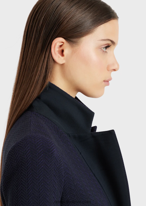 moterys violetinė Armani vieneilis švarkas iš silkės žakardo džersio 02482X36