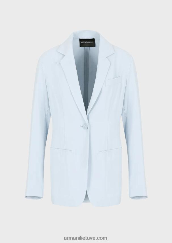 moterys žydros spalvos Armani vieneilis švarkas iš skysto gabardino 02482X28