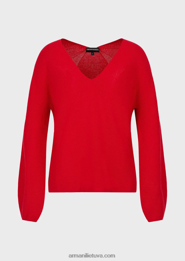 moterysArmani Besiūlis džemperis su V formos iškirpte iš vilnos ir kašmyro 02482X203