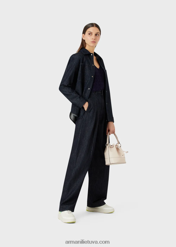 moterysArmani V formos kaklo džemperis iš lurex check žakardo audinio 02482X202