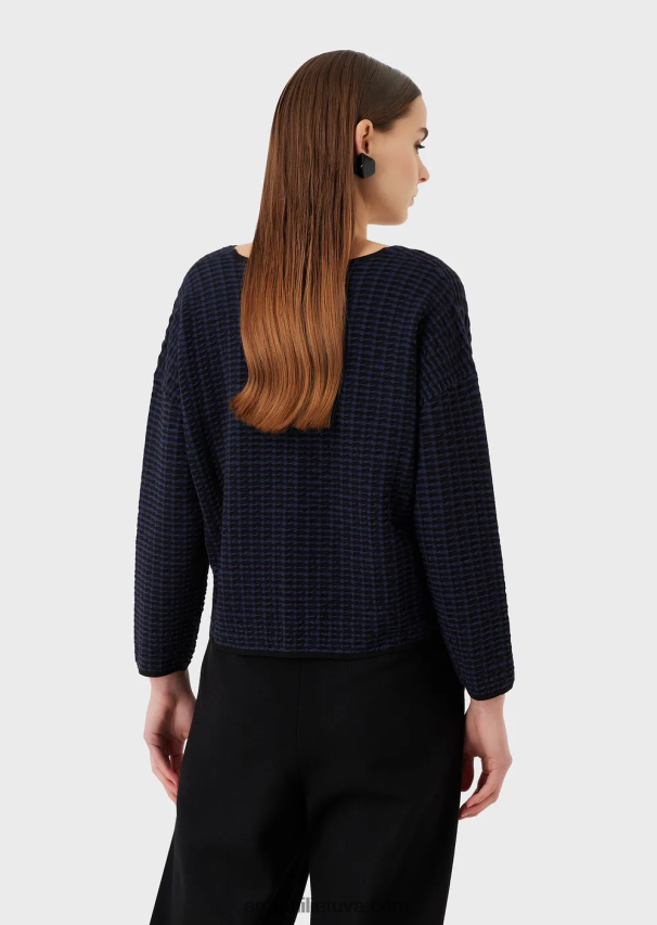 moterysArmani V formos kaklo megztinis iš 3d efekto dviejų atspalvių audinio 02482X193