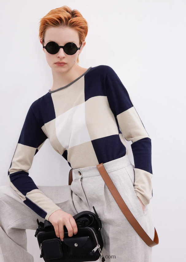 moterysArmani besiūlis kašmyro mišinio šilko žakardo džemperis 02482X216