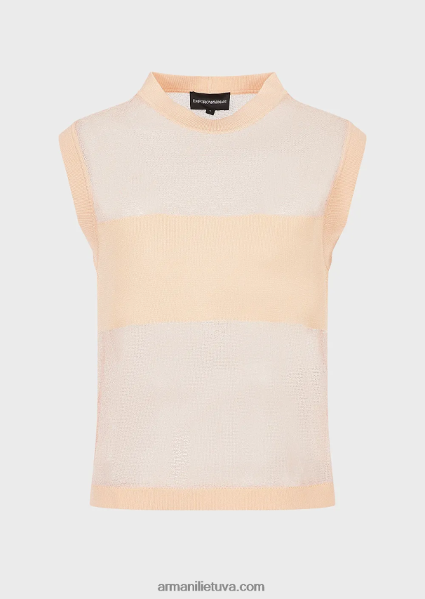 moterysArmani pusiau permatomas viskozės trikotažo viršus 02482X215