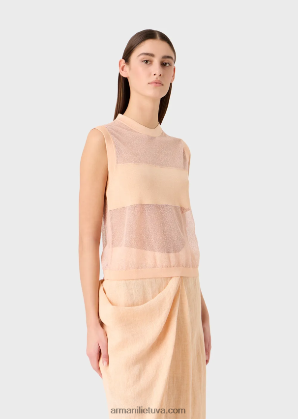 moterysArmani pusiau permatomas viskozės trikotažo viršus 02482X215