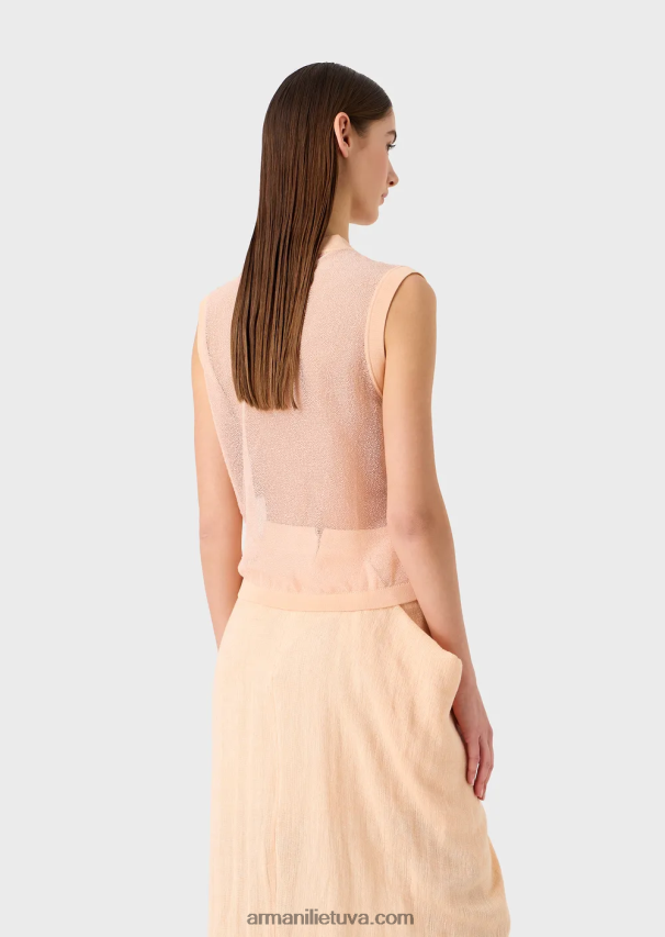 moterysArmani pusiau permatomas viskozės trikotažo viršus 02482X215