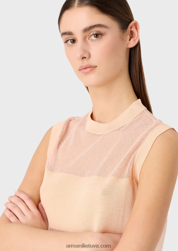 moterysArmani pusiau permatomas viskozės trikotažo viršus 02482X215