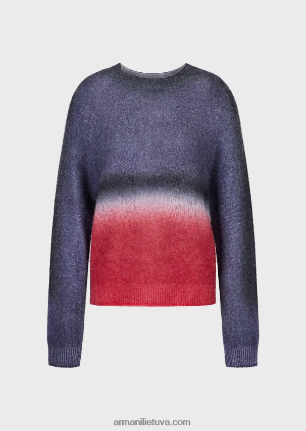 moterys daugiaspalvis Armani besiūlis alpakų mišinio džemperis su gradiento raštu 02482X209