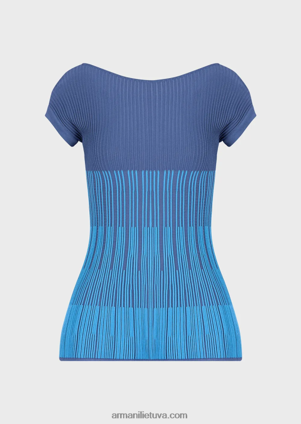 moterys gėlės Armani dviejų atspalvių žakardo trikotažo viršus su saitų motyvu 02482X191