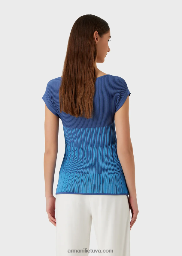 moterys gėlės Armani dviejų atspalvių žakardo trikotažo viršus su saitų motyvu 02482X191