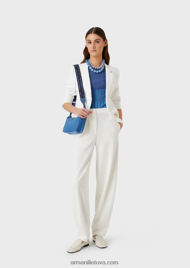 moterys gėlės Armani dviejų atspalvių žakardo trikotažo viršus su saitų motyvu 02482X191