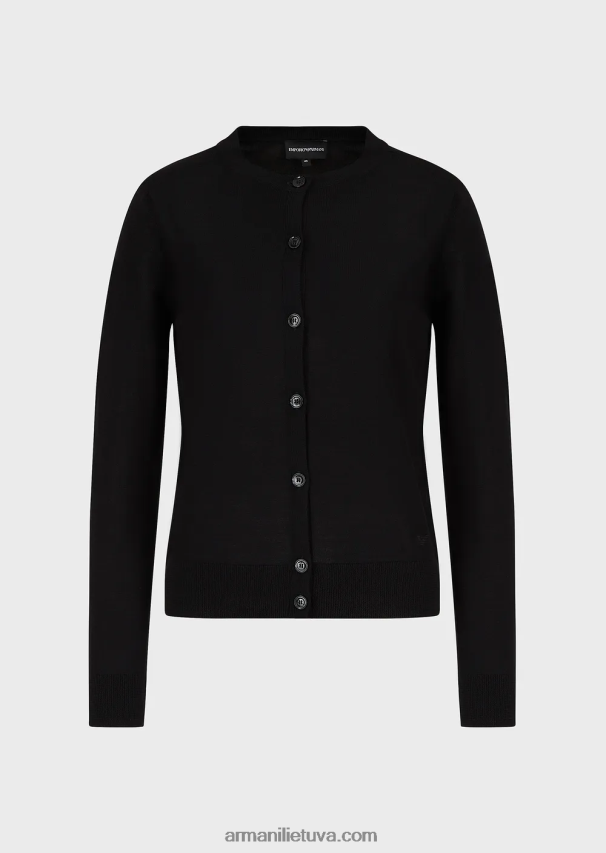 moterys juodas Armani grynos vilnos megztinis 02482X221