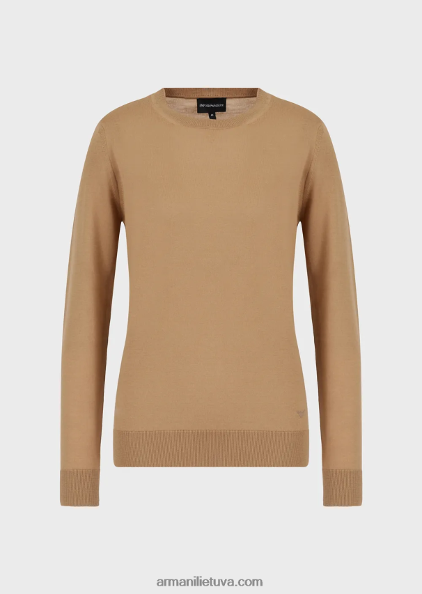 moterys kupranugaris Armani Grynos vilnos megztinis su įtemptu kaklu 02482X220