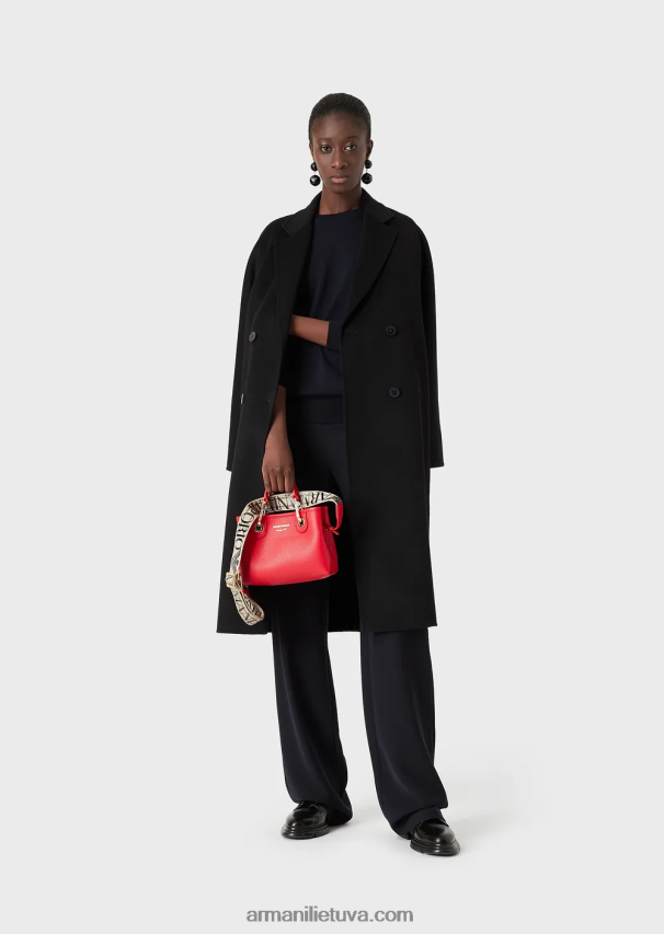 moterys mėlyna Armani Grynos vilnos megztinis su įtemptu kaklu 02482X219