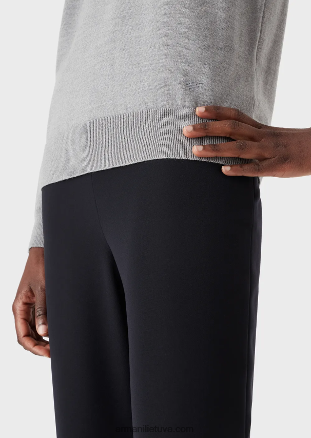 moterys melanžinė pilka Armani Grynos vilnos megztinis su įtemptu kaklu 02482X218