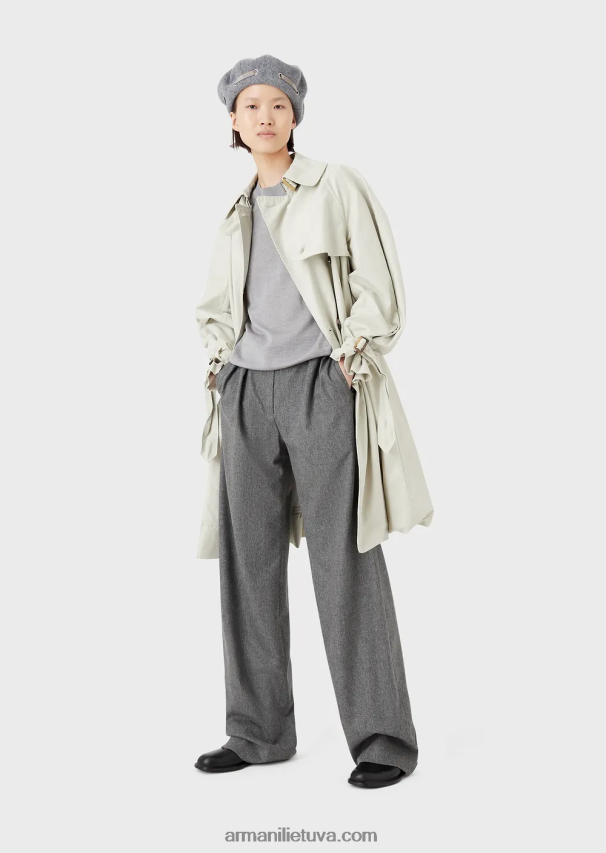 moterys melanžinė pilka Armani Grynos vilnos megztinis su įtemptu kaklu 02482X228