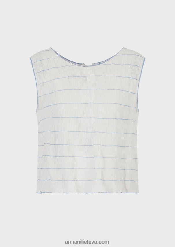 moterys modelis Armani šonkaulių megztas dryžuotas viršus su užpakaliniais raiščiais 02482X214