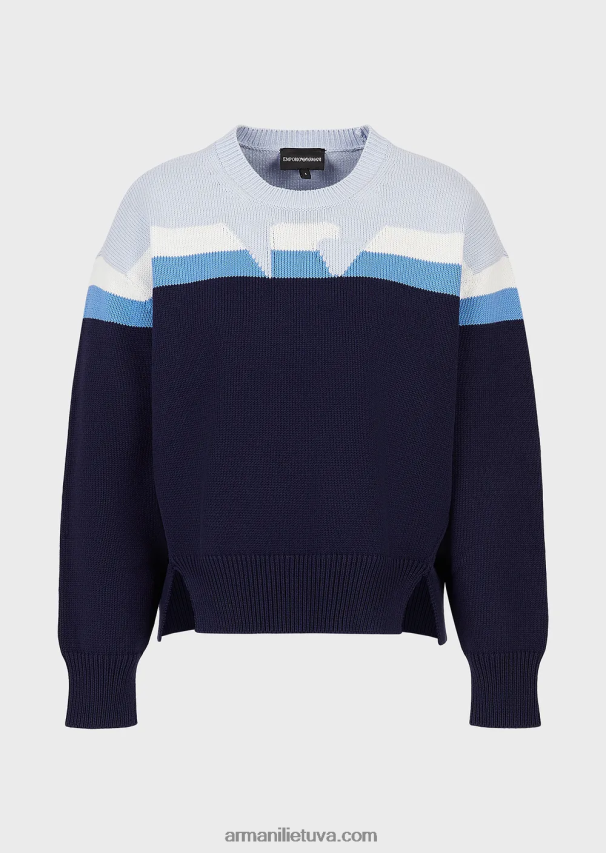 moterys modelis Armani tiesus megztas megztinis su kita puse su erelio intarsija 02482X190