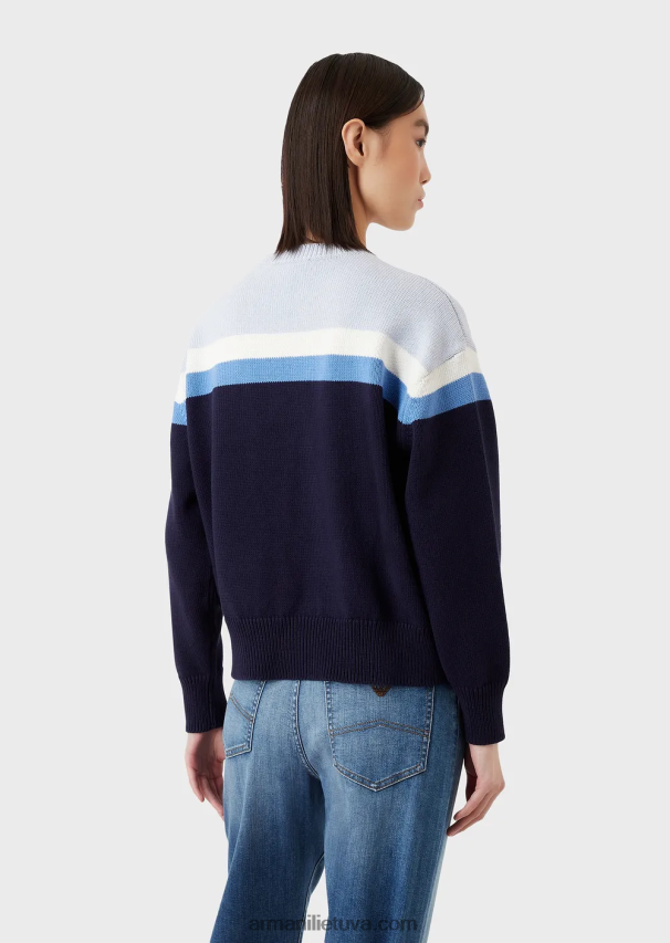 moterys modelis Armani tiesus megztas megztinis su kita puse su erelio intarsija 02482X190