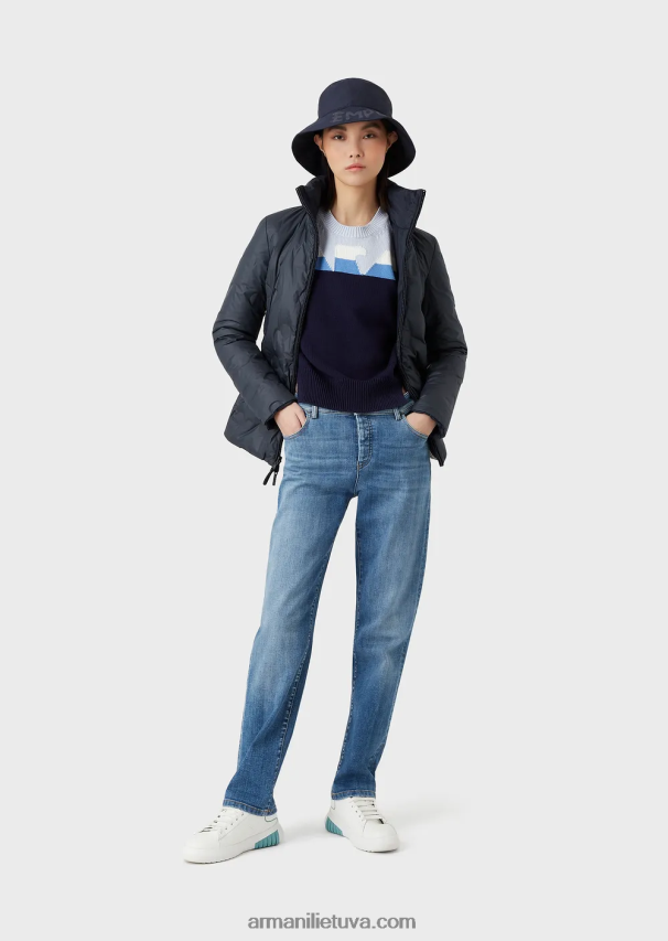 moterys modelis Armani tiesus megztas megztinis su kita puse su erelio intarsija 02482X190