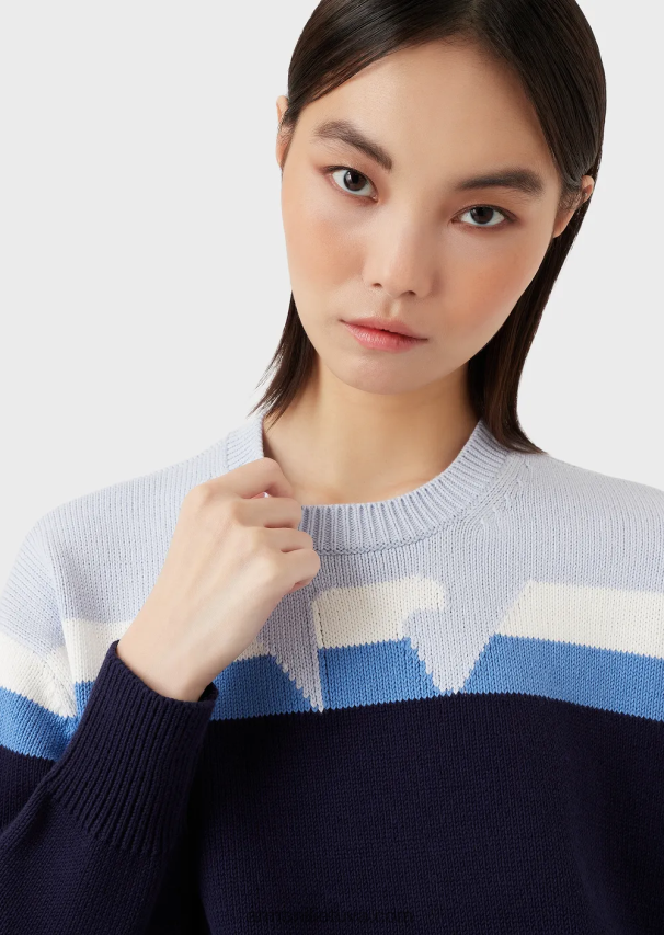 moterys modelis Armani tiesus megztas megztinis su kita puse su erelio intarsija 02482X190