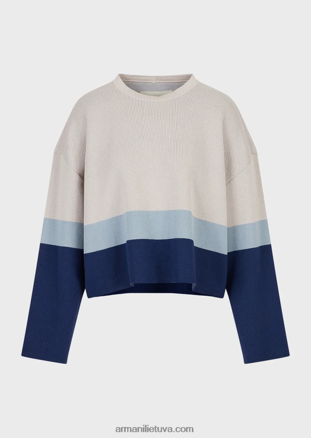 moterys modelis Armani tvarios kolekcijos ekologiškos medvilnės žakardo džemperis 02482X211