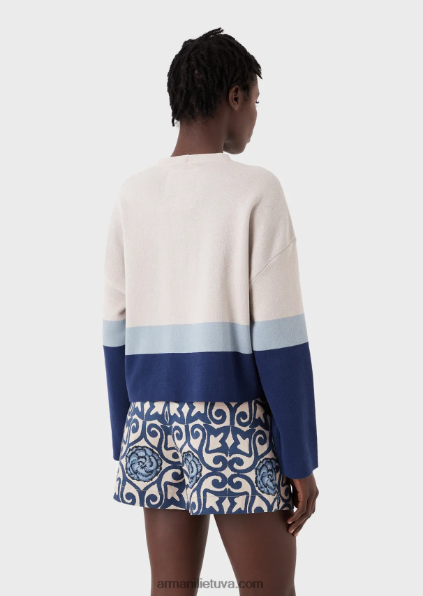 moterys modelis Armani tvarios kolekcijos ekologiškos medvilnės žakardo džemperis 02482X211
