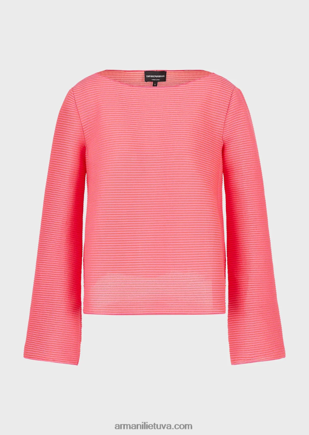 moterys rožinis Armani Valties džemperis iš rumbuoto barre audinio 02482X196