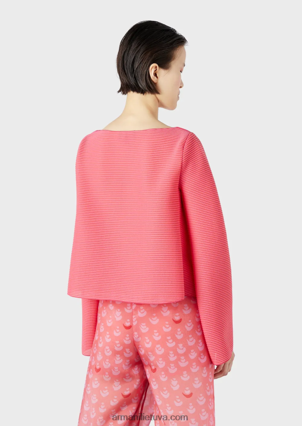 moterys rožinis Armani Valties džemperis iš rumbuoto barre audinio 02482X196