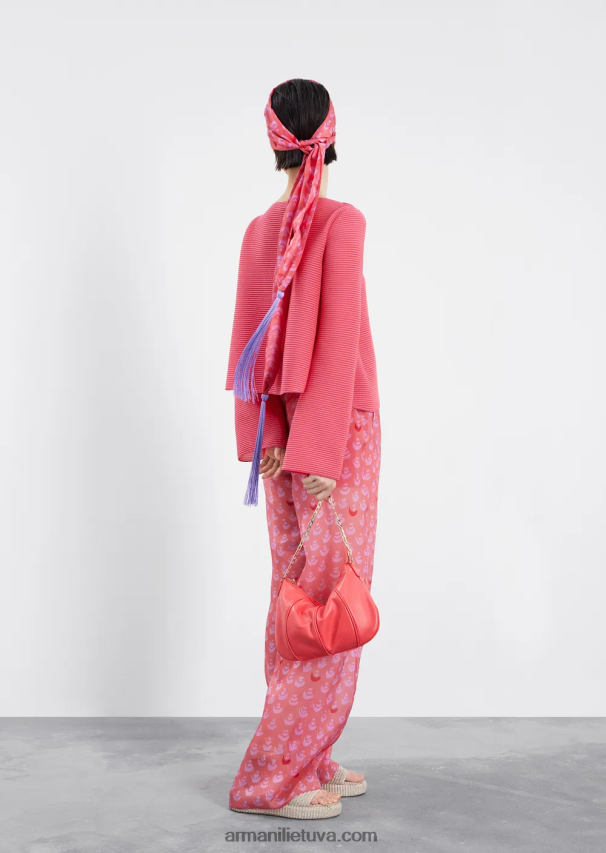 moterys rožinis Armani Valties džemperis iš rumbuoto barre audinio 02482X196