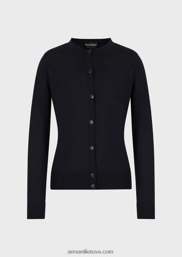 moterys tamsiai mėlyna Armani grynos vilnos megztinis 02482X224